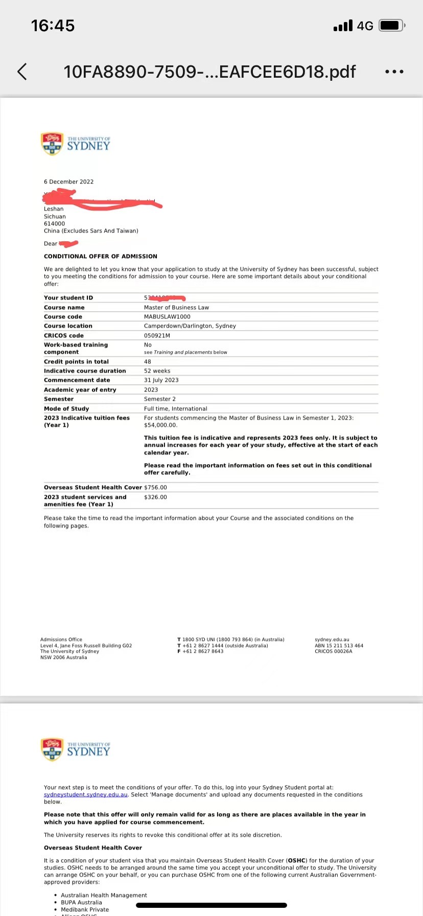 恭喜許同學(xué)獲得悉尼大學(xué)法律碩士錄取通知書(shū)?。?！
